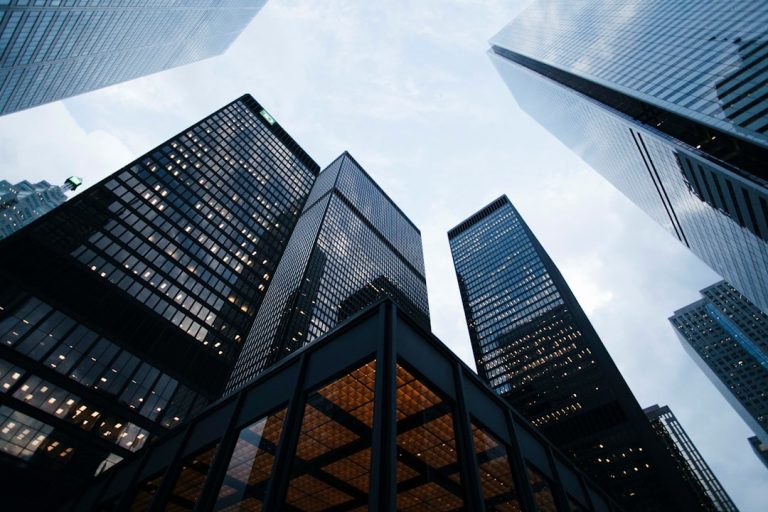 Modern city skyline representing global business and finance