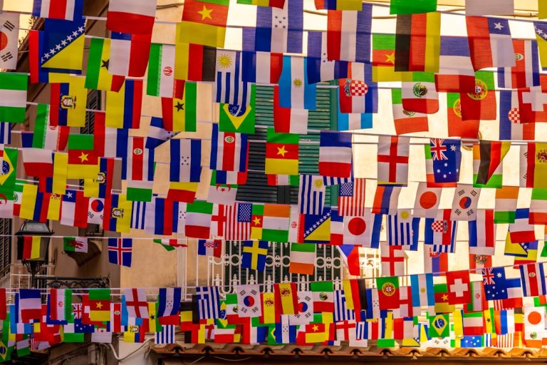 International flags representing diplomacy and overlapping alliances