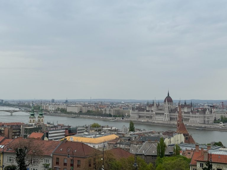 European parliament architecture and city skyline