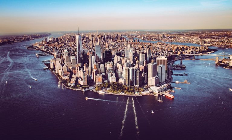 Aerial global city view representing shifting international influence